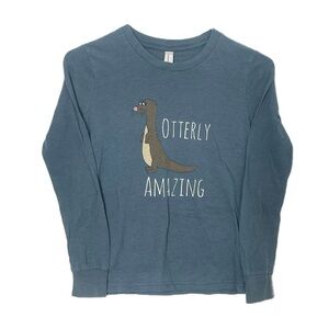 Kids unisex otter long sleeve blue shirt otterly amazing size medium 10/12